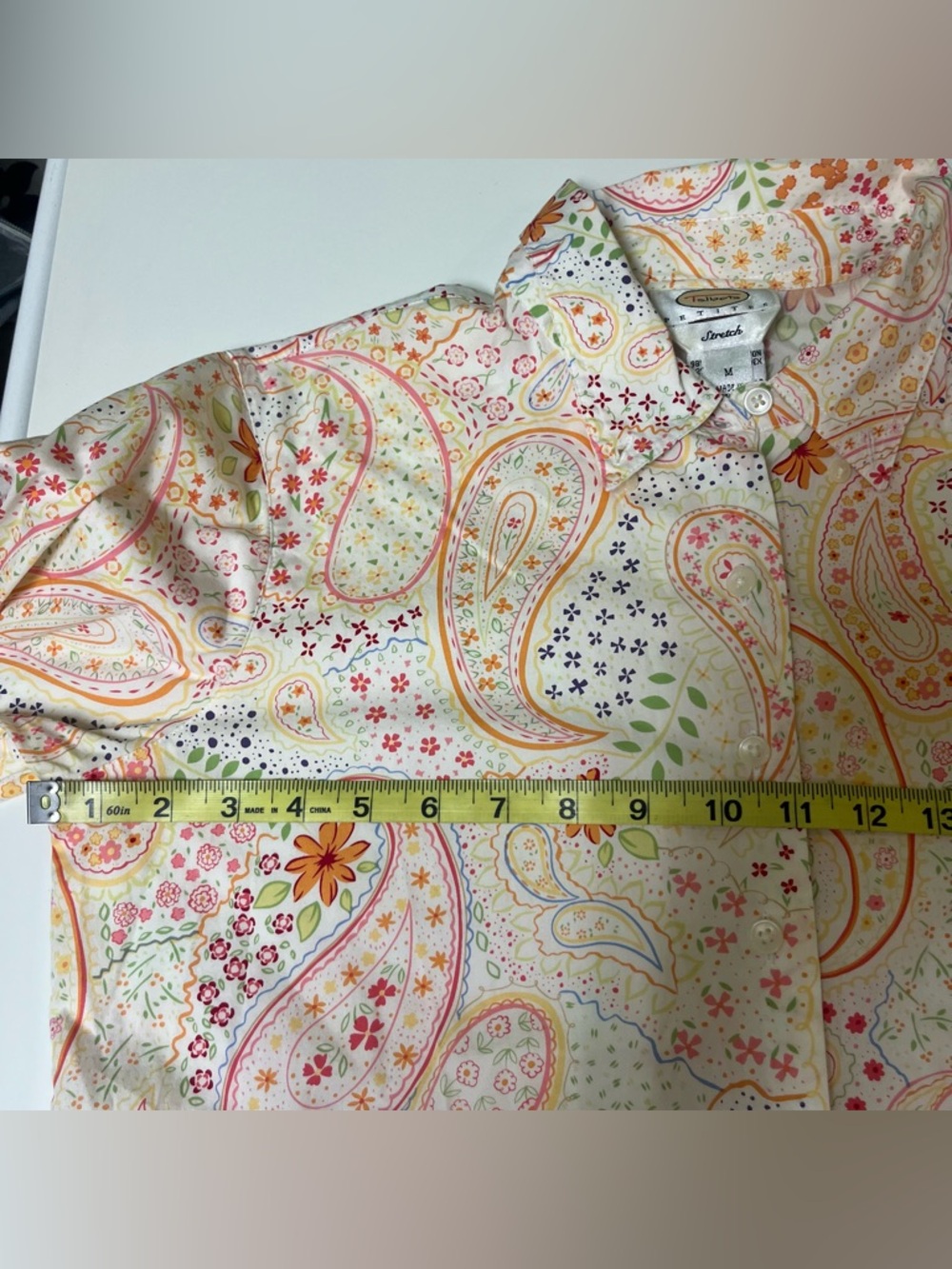 Talbots Cream Paisley & Floral button down shirt long sleeves cotton Womens MP - Picture 7 of 11